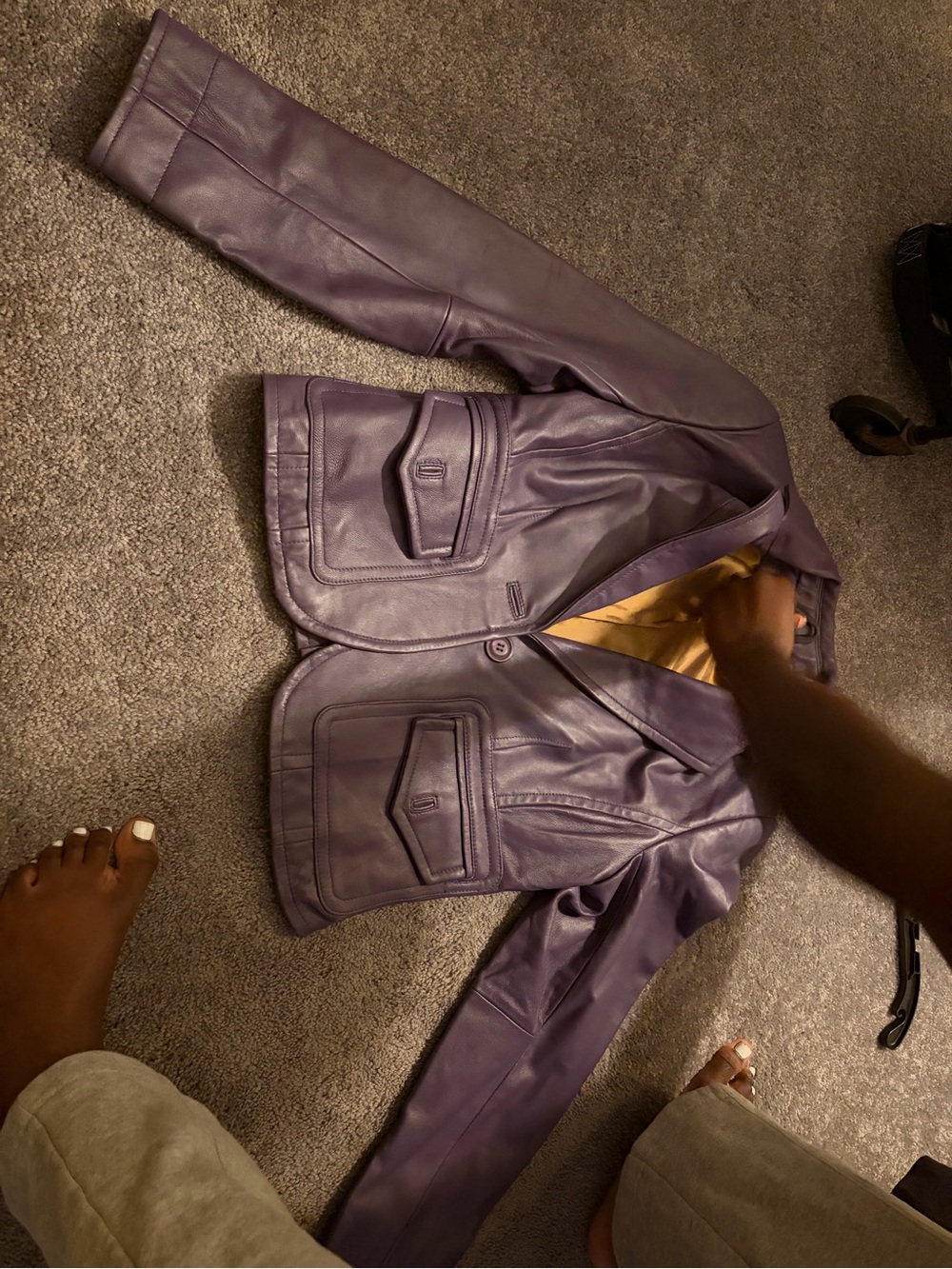 Women's Purple Leather Blazer Jacket
